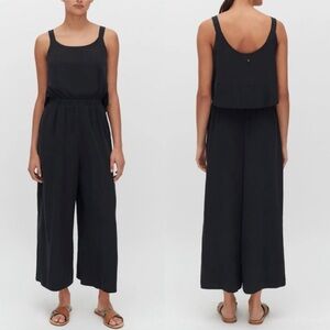 NWT Cuyana Washable Silk Open-Back Jumpsuit in Black Washable Silk